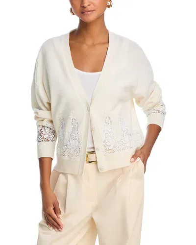 Rhode Marie Lace Embellished Cardigan In Cream Rege