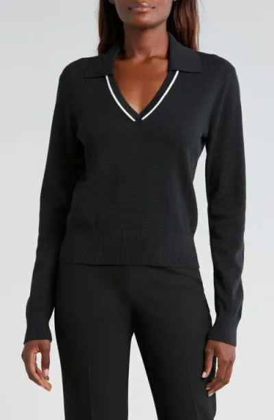 Rhone Birdie Polo Sweater In Black