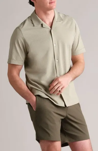 Rhone Commuter Seersucker Camp Shirt In Stone