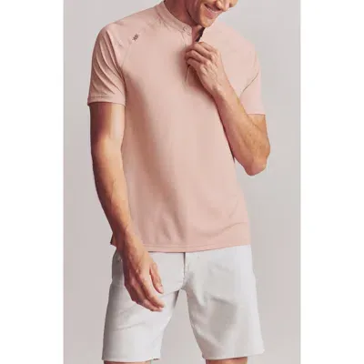 Rhone Delta Piqué Performance Henley In Rose Dust