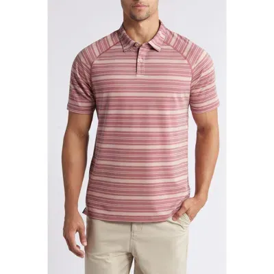 Rhone Delta Stripe Piqué Golf Polo In Mahogany Rose Stripe