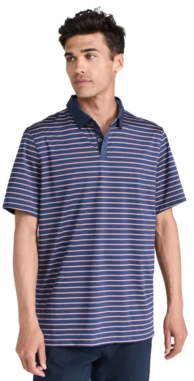 Rhone Golf Sport Polo Navy/hydrangea Micro Stripe In Navy/hydrangea Stripe