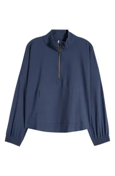 Rhone Mirage Water-repellent Half-zip Jacket In Navy Blue