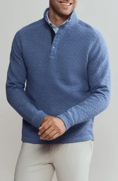 Rhone Quilted Pullover Cotton Blend Sweatshirt In Ocean Blue