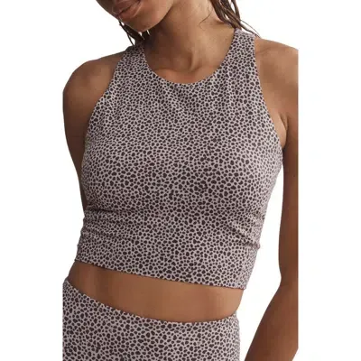 Rhone Revive Print Crop Tank In Taupe Mist