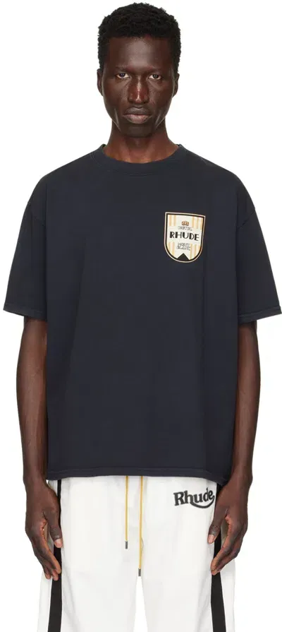 Rhude Mont-blanc Hotel Logo-print Cotton-jersey T-shirt In Black