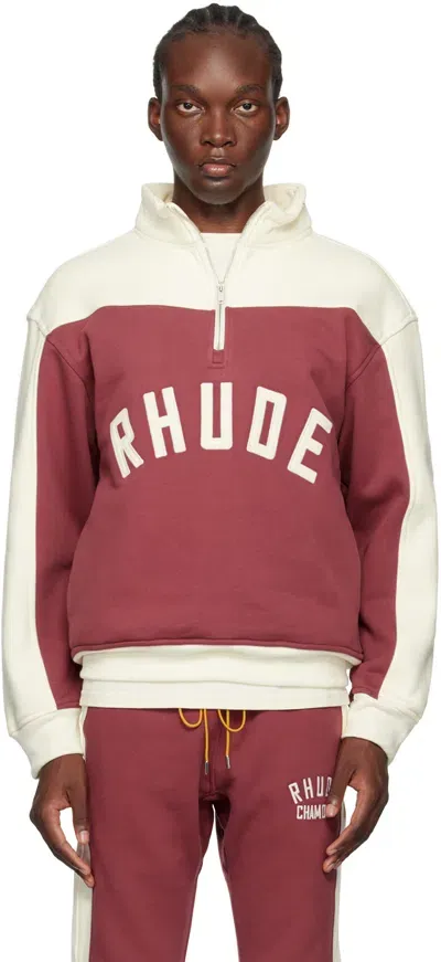 Rhude Burgundy & Off-white 'chamonix' Sweatshirt In Maroon/offwhite