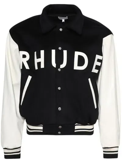 Rhude Collegiate Bomber Jacket In Black