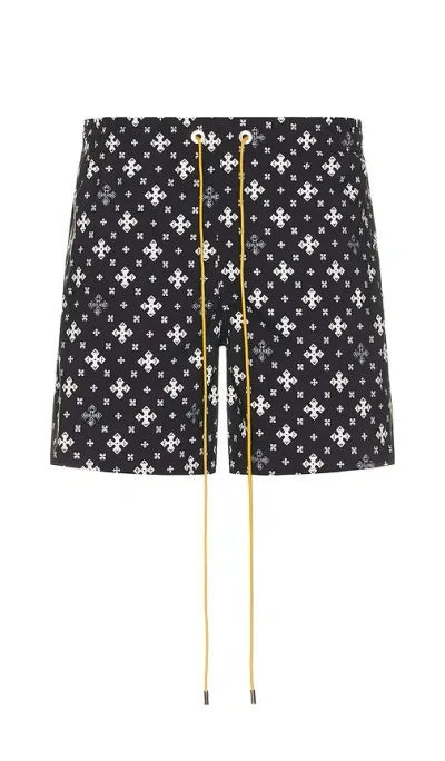 Rhude Cross Bandana Swim Short In Black White