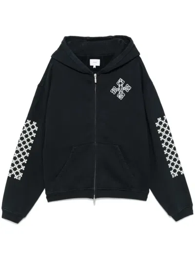 Rhude Cross Hoodie In Black