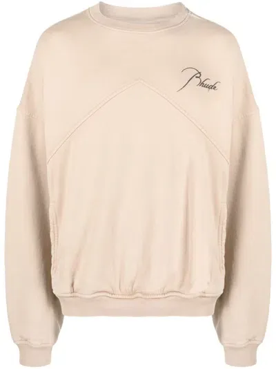 Rhude Logo-print Slouchy Sweatshirt In Braun