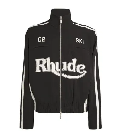 Rhude Logo Zipped Varsity Sweatshirt In Black