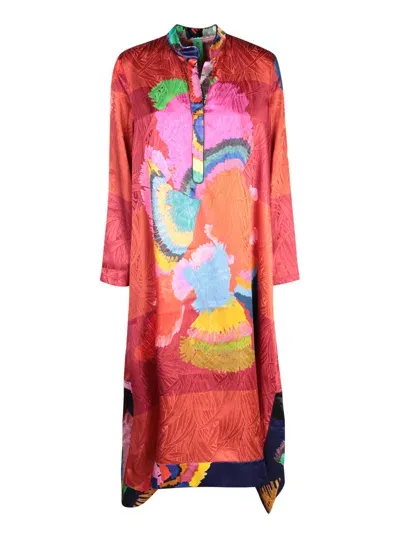 Rianna + Nina Niki Papagalos Coral Kaftan In Multicolor