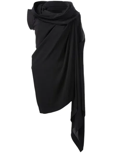 Rick Owens Asymmetric Ruffled Dress In Black