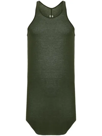 Rick Owens Basic Fine-ribbed Tank Top In Green