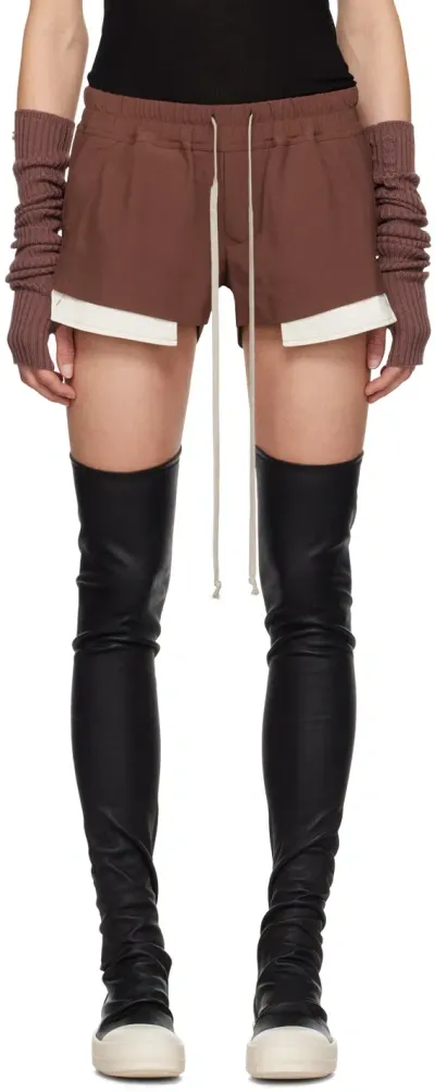 Rick Owens Fog Exposed-pockets Mini Shorts In Brown