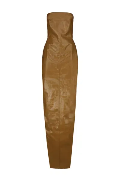 Rick Owens Bustier Gown In Brown