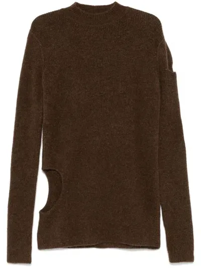 Rick Owens Cut Out-detailed Sweater In Brown