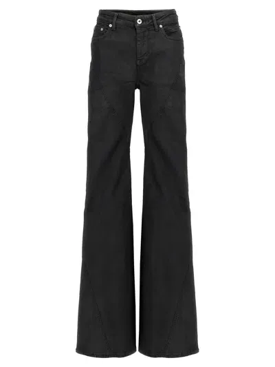 Rick Owens Drkshdw High-rise Wide-leg Jeans Contrast Stitching In Black