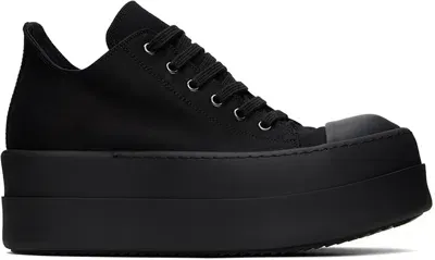 Rick Owens Drkshdw Black Double Bumper Low Sneakers In 999 Black/black/blac