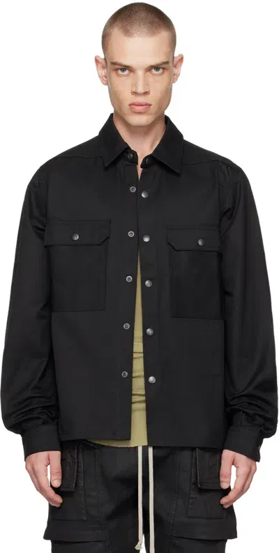 Rick Owens Drkshdw Black Pocket Denim Shirt In 09 Black