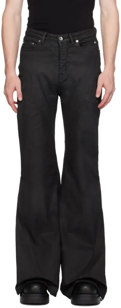 Rick Owens Drkshdw Black Porterville Bias Bootcut Jeans In 99 Black/black