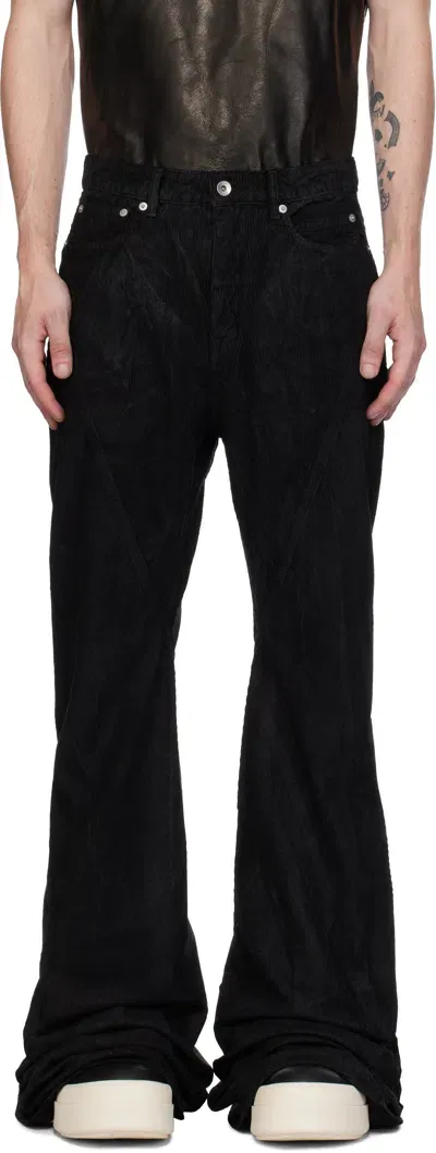 Rick Owens Drkshdw Black Porterville Bias Bootcut Trousers In 09 Black