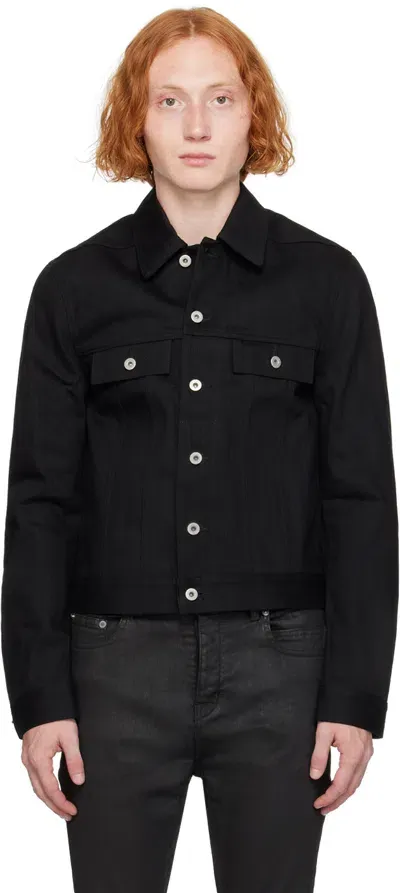 Rick Owens Drkshdw Black Porterville Button Denim Jacket In 09 Black