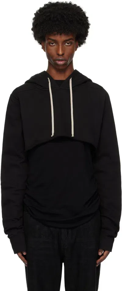 Rick Owens Drkshdw Black Porterville Cropped Hoodie In 09 Black