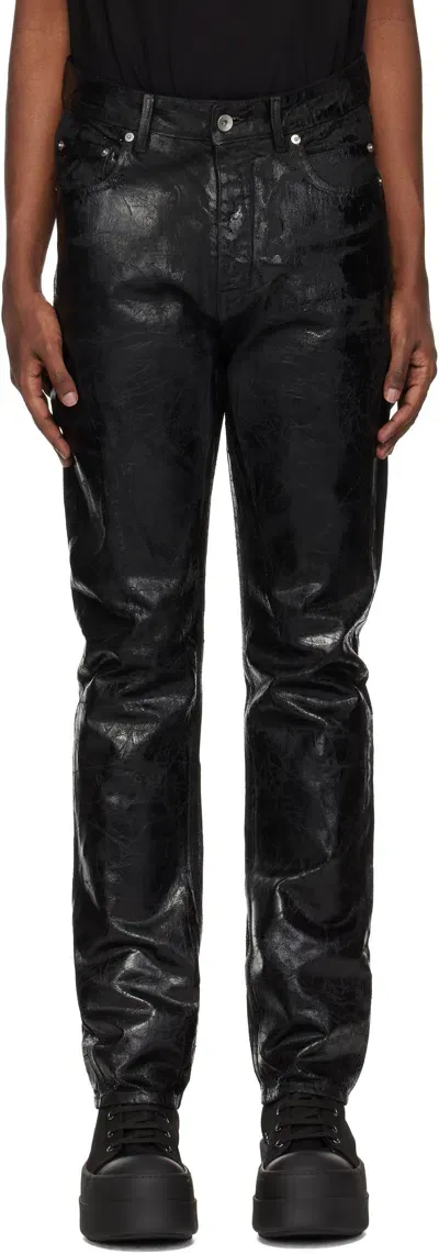 Rick Owens Drkshdw Black Porterville Detroit Cut Jeans In 09 Black