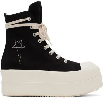 Rick Owens Drkshdw Black Porterville Double Bumper Sneaks Sneakers In 9811 Black/pearl/mil