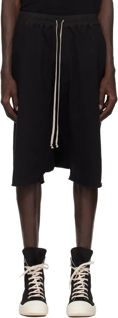 Rick Owens Drkshdw Black Porterville Drawstring Pods Shorts In 09 Black