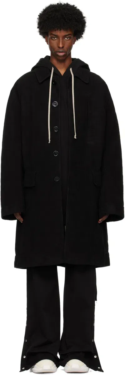 Rick Owens Drkshdw Black Porterville Jumbo Mac Coat In 09 Black