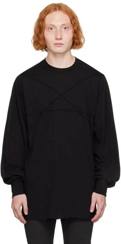 Rick Owens Drkshdw Black Porterville Jumbo Penta Seams Long Sleeve T-shirt In 09 Black