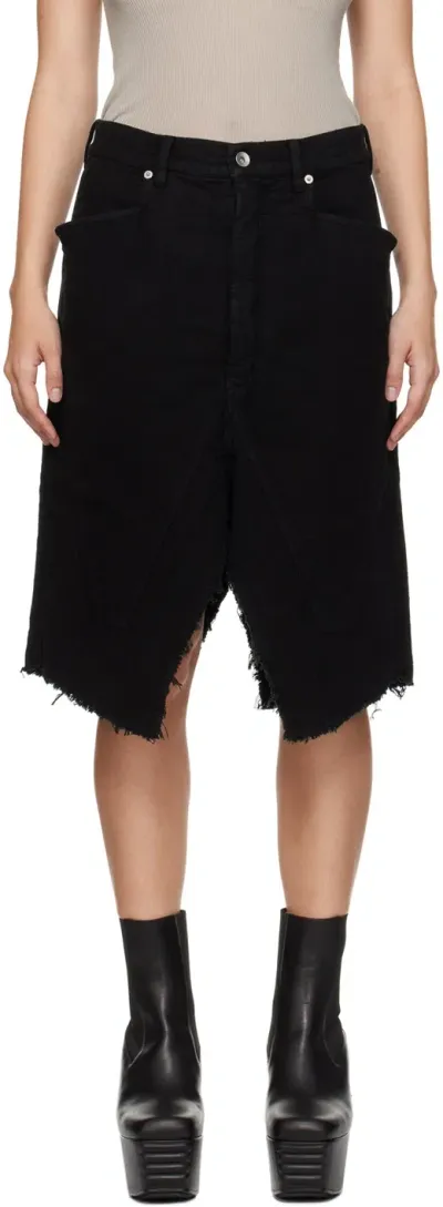 Rick Owens Drkshdw Black Slivered Midi Skirt In 09 Black