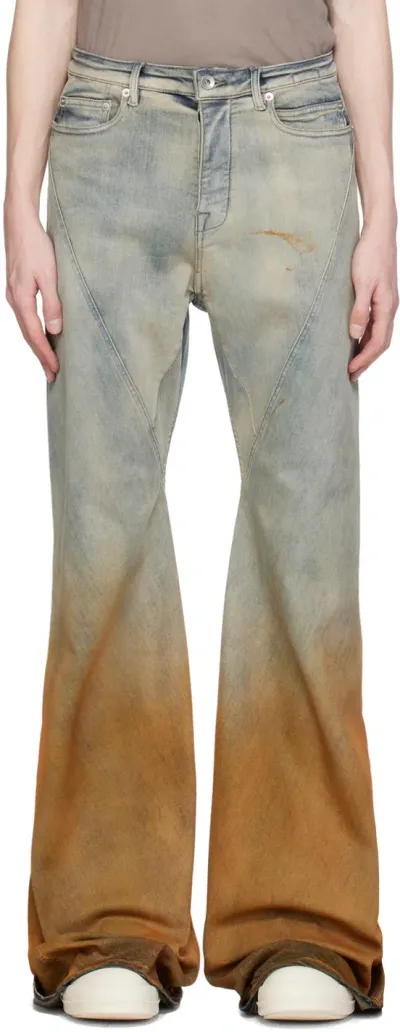 Rick Owens Drkshdw Ombré-effect Bootcut Jeans In Blue