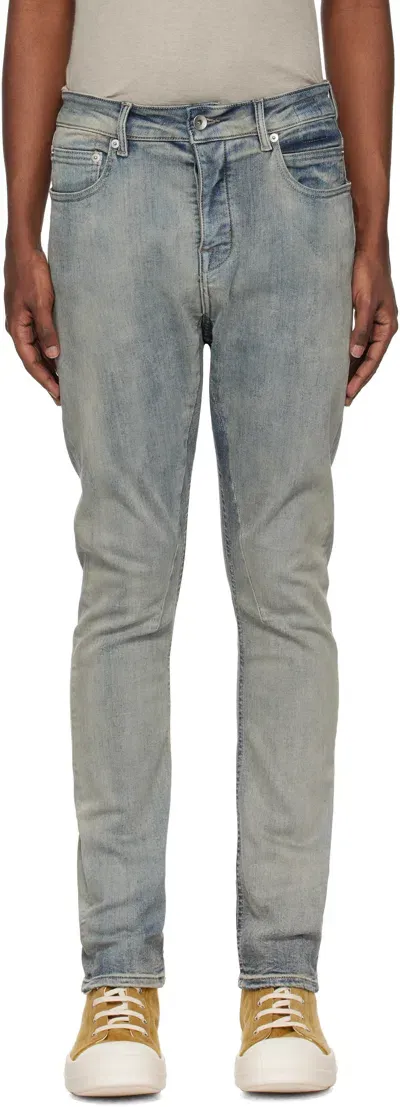 Rick Owens Drkshdw Blue Porterville Detroit Cut Jeans In 46 Sky