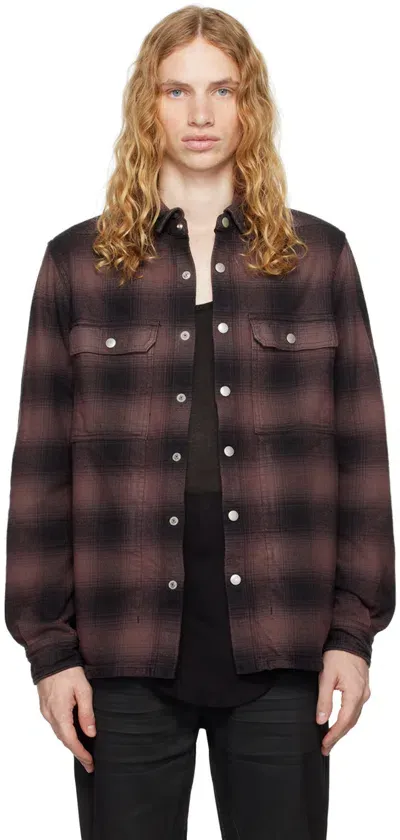 Rick Owens Drkshdw Brown Porterville Outershirt Jacket In 83p Terra Plaid