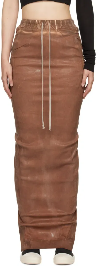 Rick Owens Drkshdw Brown Porterville Pull On Pillar Maxi Skirt In 83 Terra