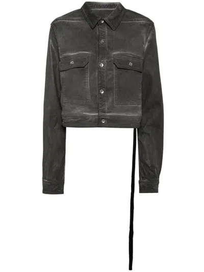 Rick Owens Drkshdw Cape-sleeve Denim Jacket In Grey