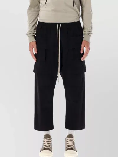 Rick Owens Drkshdw Cargo Crop Drawstring Trousers In Black