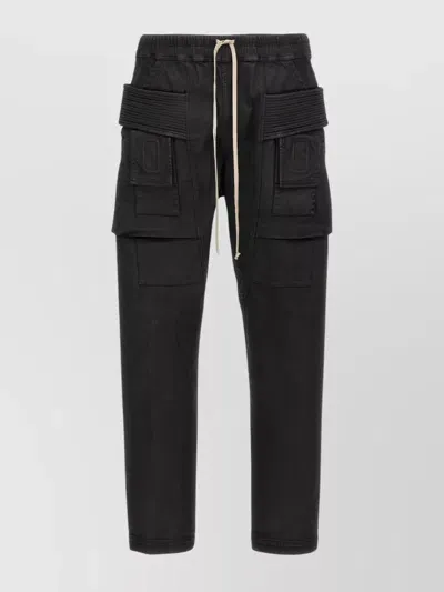 Rick Owens Drkshdw Cargo Drawstring Trousers Ribbed Detailing In Black