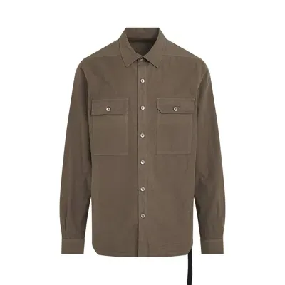 Rick Owens Drkshdw Cotton Poplin Outershirt In Brown