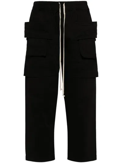 Rick Owens Drkshdw Creatch Cargo Cotton Drawstring Pants In Black