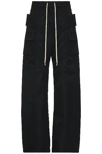 Rick Owens Drkshdw Creatch Wide-leg Cotton-twill Drawstring Cargo Trousers In Black