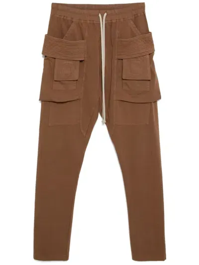 Rick Owens Drkshdw Creatch Tapered Cargo Trousers In Brown