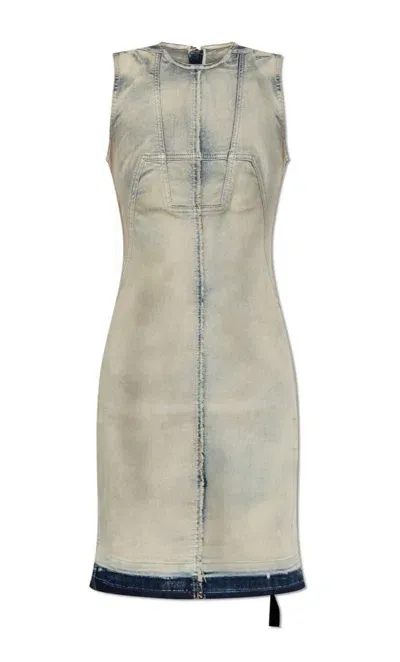 Rick Owens Drkshdw Crewneck Sleeveless Denim Dress In Blue