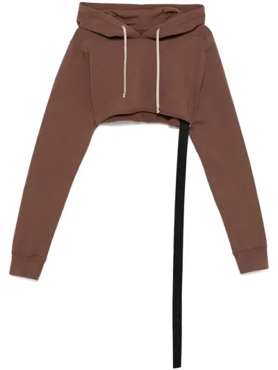 Rick Owens Drkshdw Cropped Hoodie In Brown