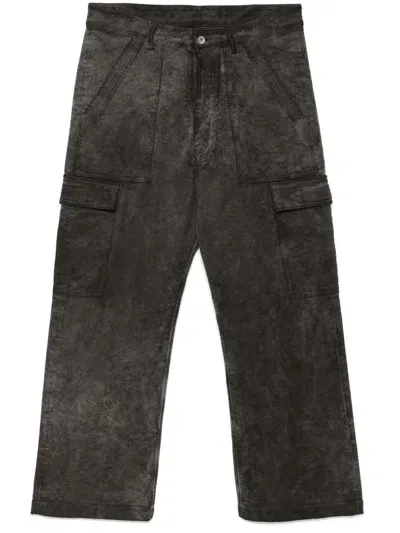 Rick Owens Drkshdw Distressed Cargo Trousers In Brown