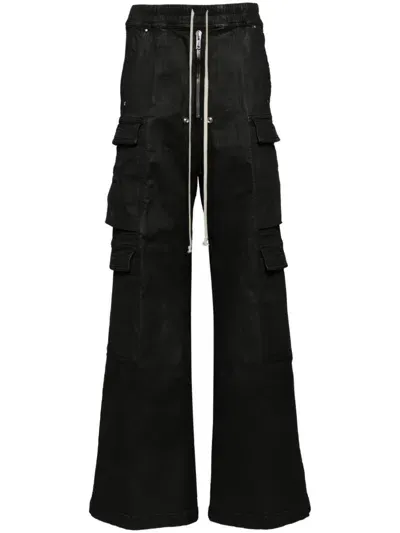 Rick Owens Drkshdw Double Cargo Trousers In 99 Black Wax